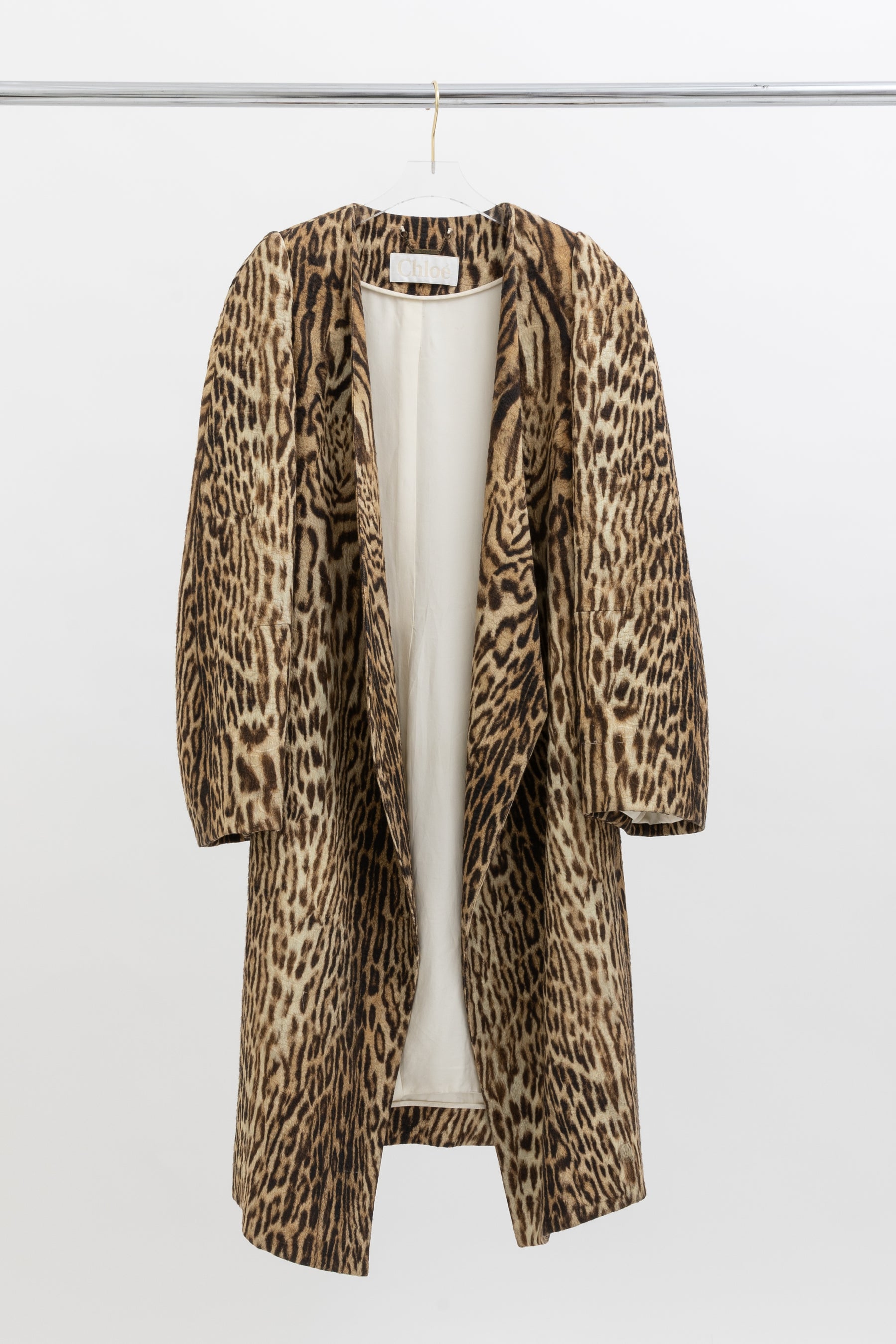 Leopard Collarless Coat
