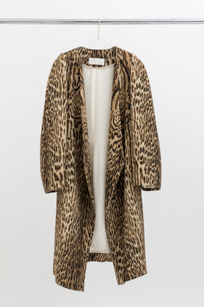 Leopard Collarless Coat