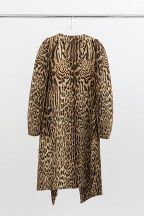 Leopard Collarless Coat