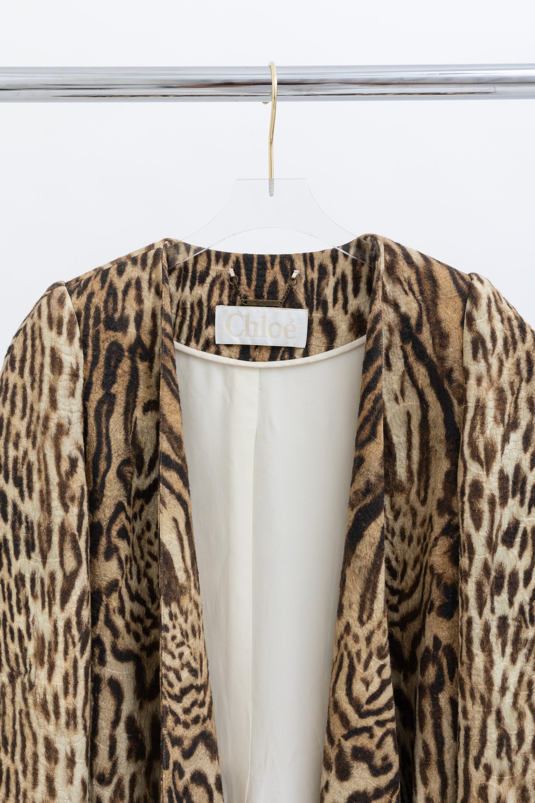Leopard Collarless Coat