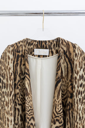 Leopard Collarless Coat