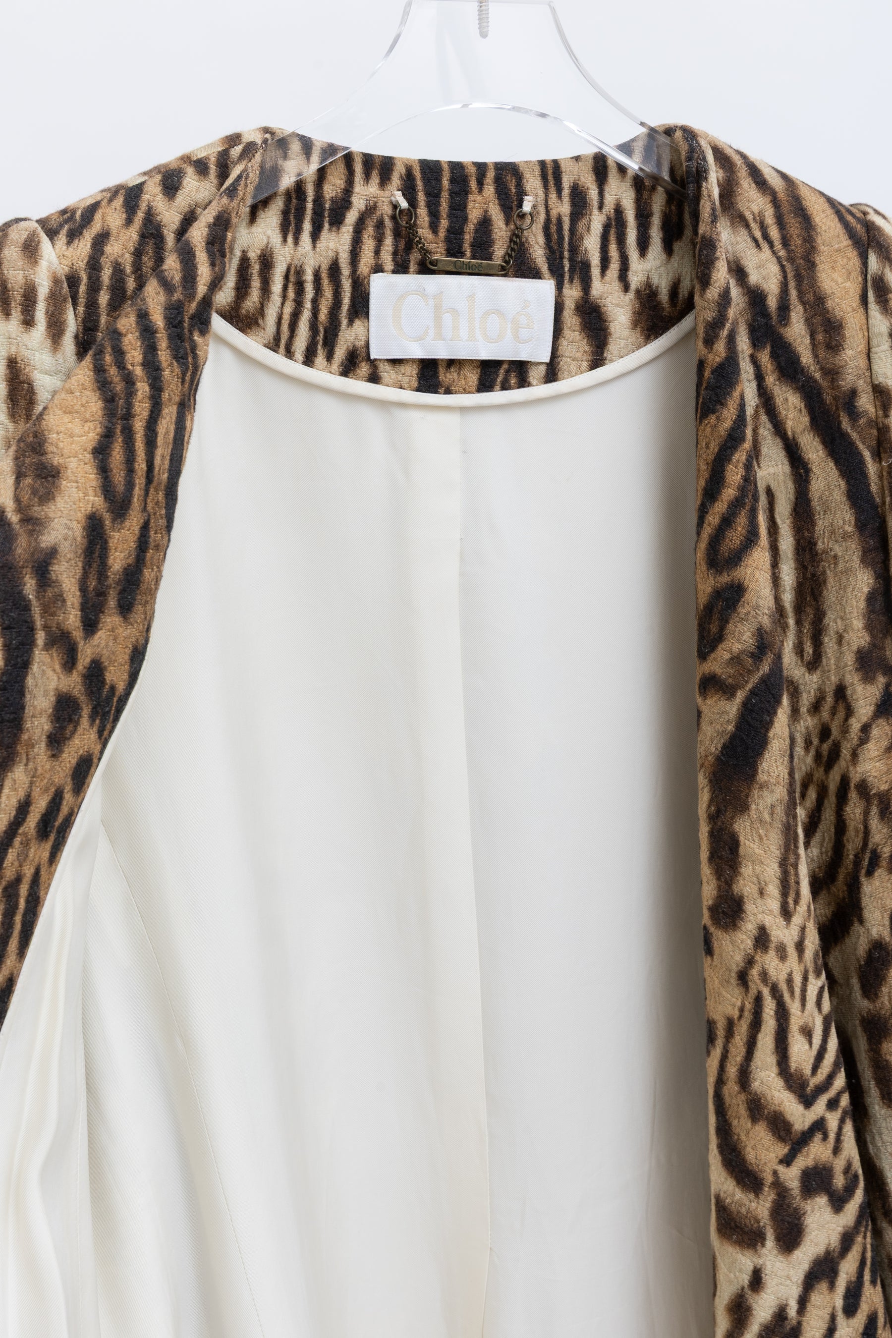 Leopard Collarless Coat