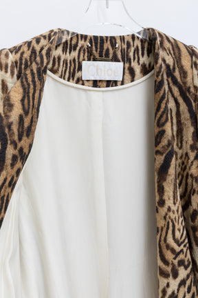 Leopard Collarless Coat