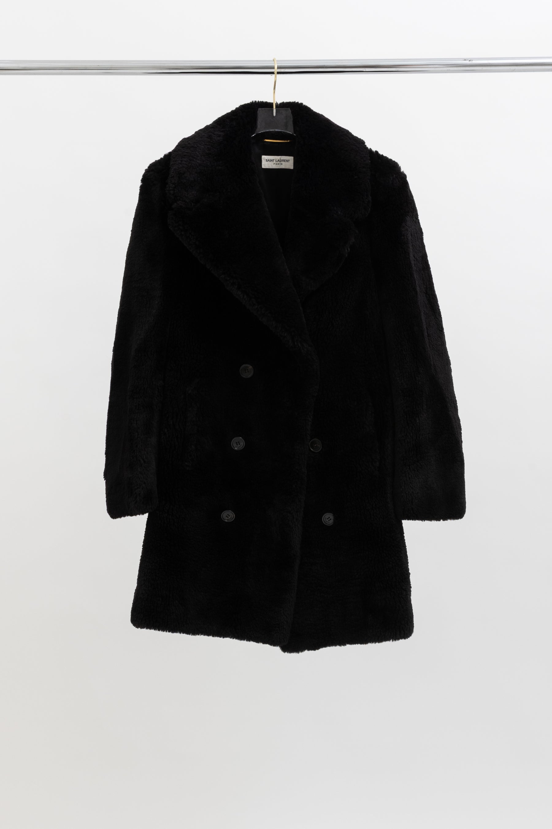 Faux Fur Double Breasted Coat