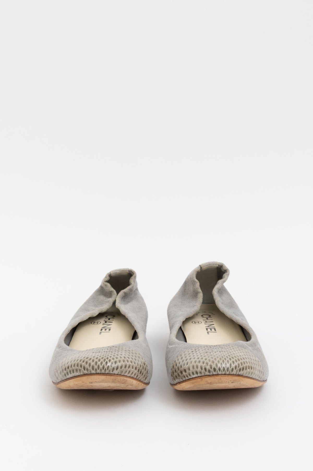 Canvas and Snakeskin Ballet Flats