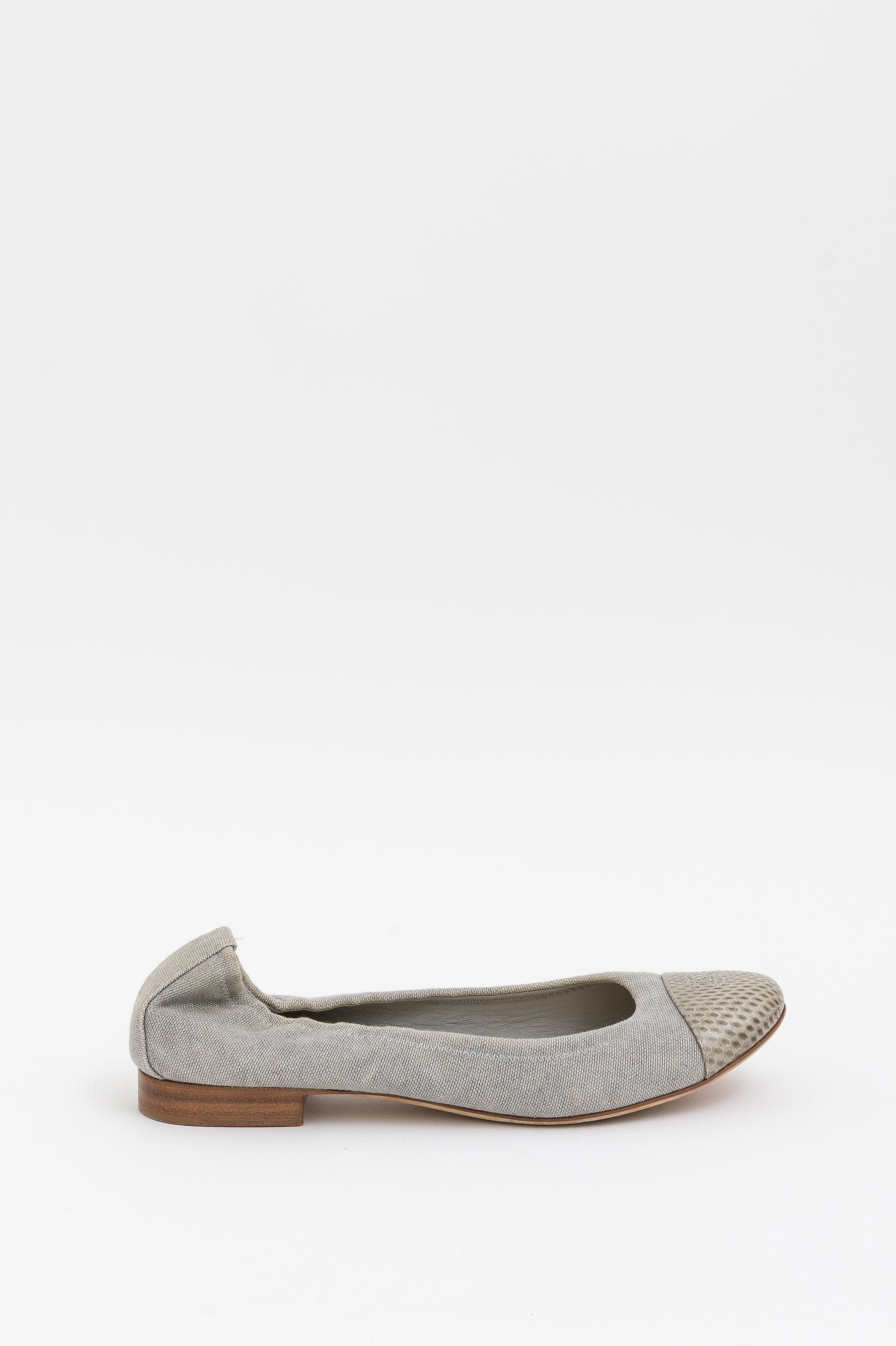 Canvas and Snakeskin Ballet Flats