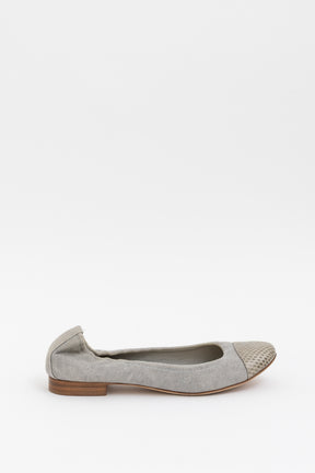 Canvas and Snakeskin Ballet Flats