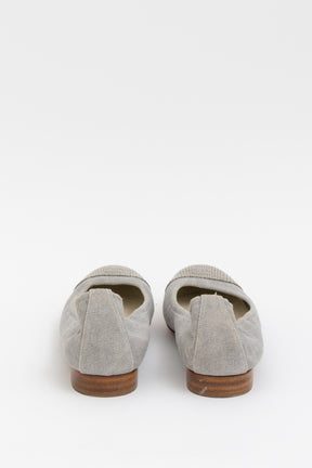 Canvas and Snakeskin Ballet Flats