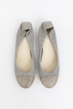 Canvas and Snakeskin Ballet Flats