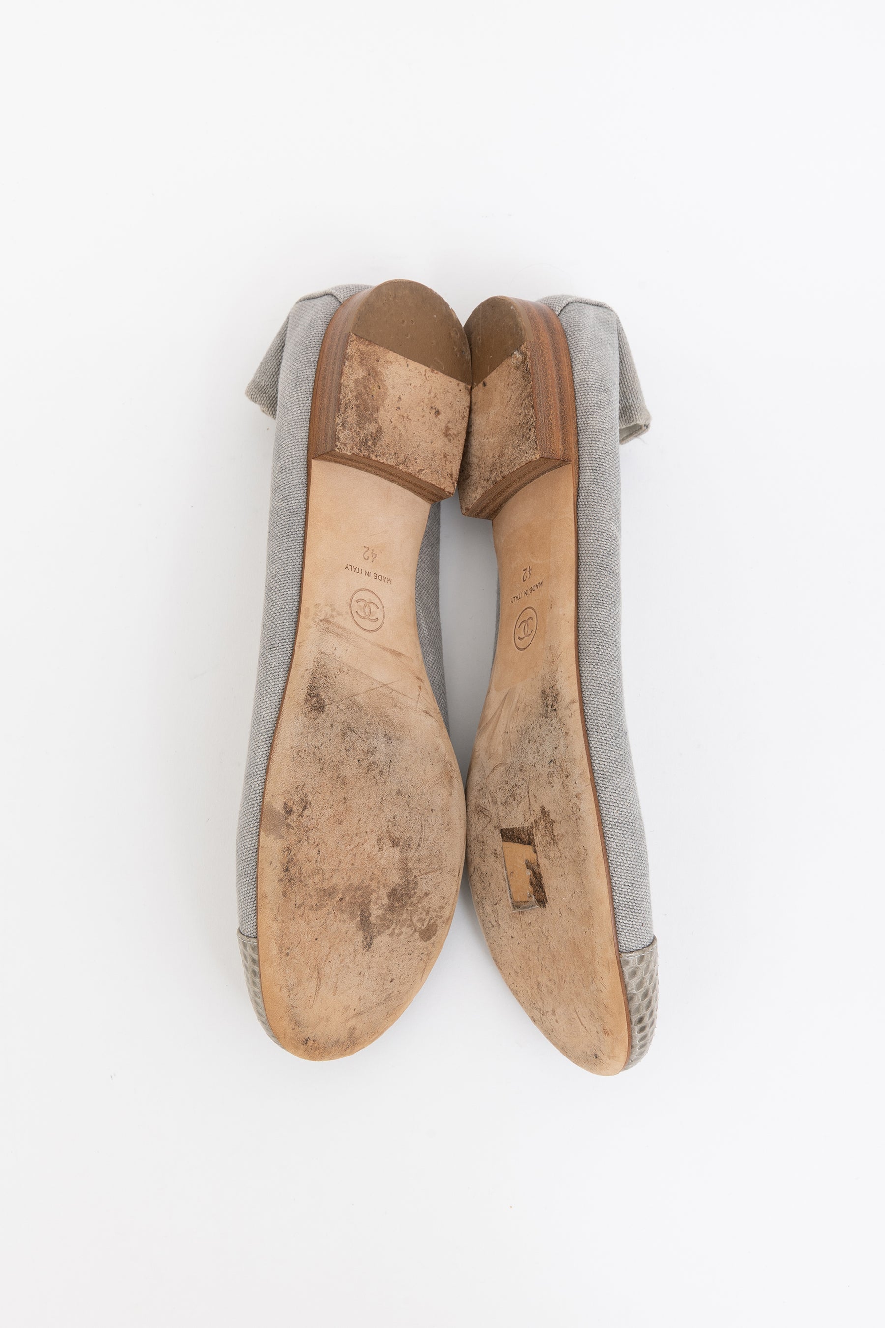 Canvas and Snakeskin Ballet Flats