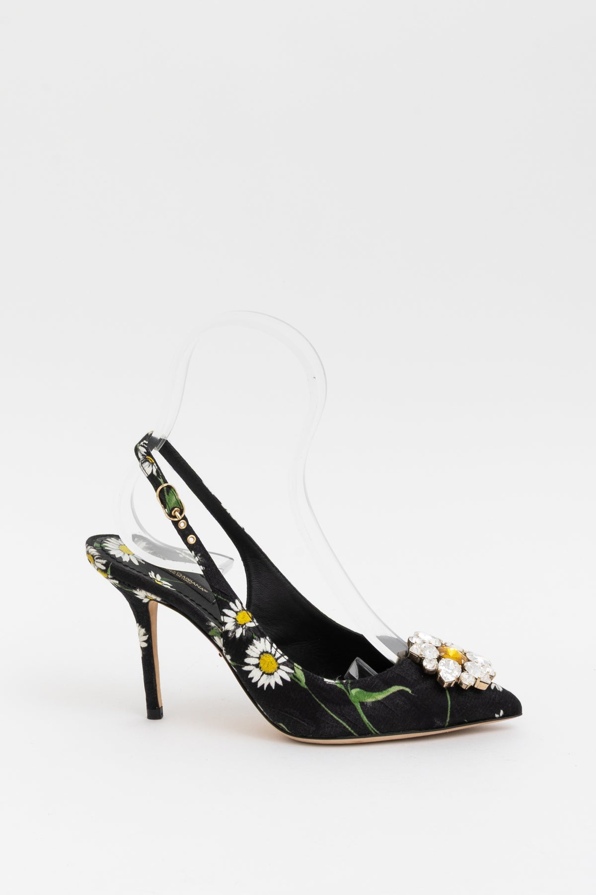 Brocade and Crystal Embellished Slingback Sandals