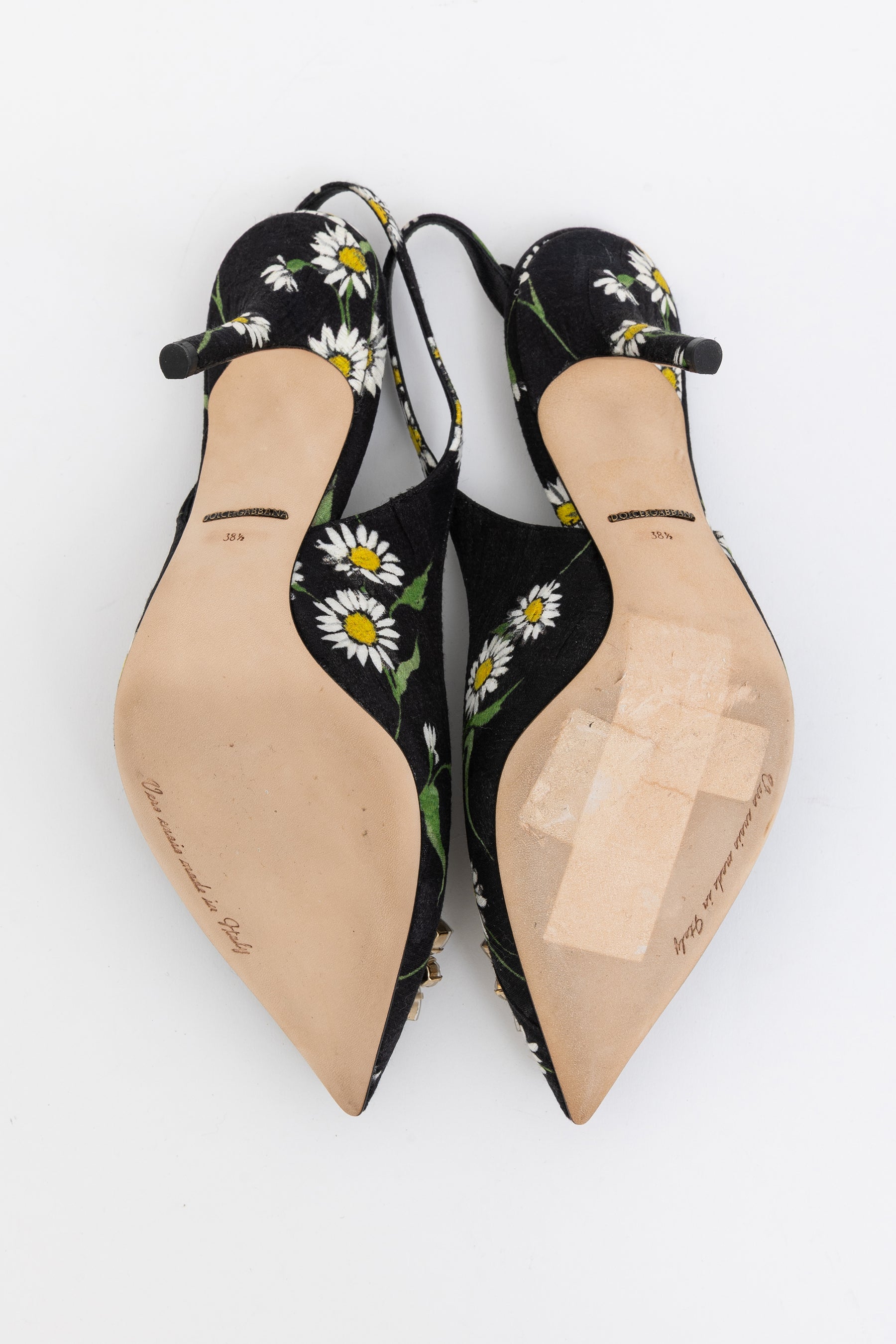 Brocade and Crystal Embellished Slingback Sandals