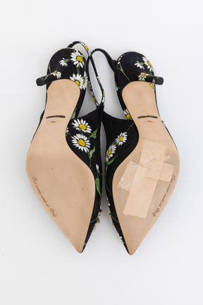 Brocade and Crystal Embellished Slingback Sandals