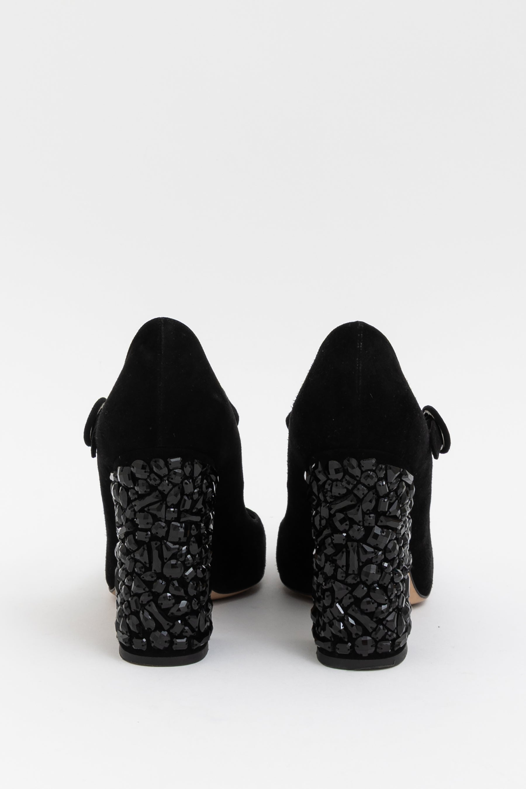 Crystal Embellished Heel Mary Jane Pumps