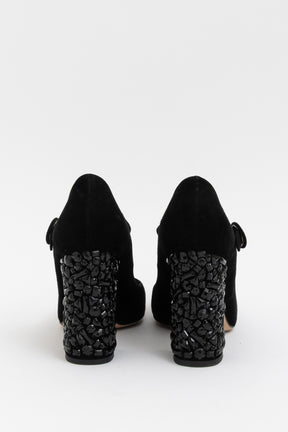 Crystal Embellished Heel Mary Jane Pumps