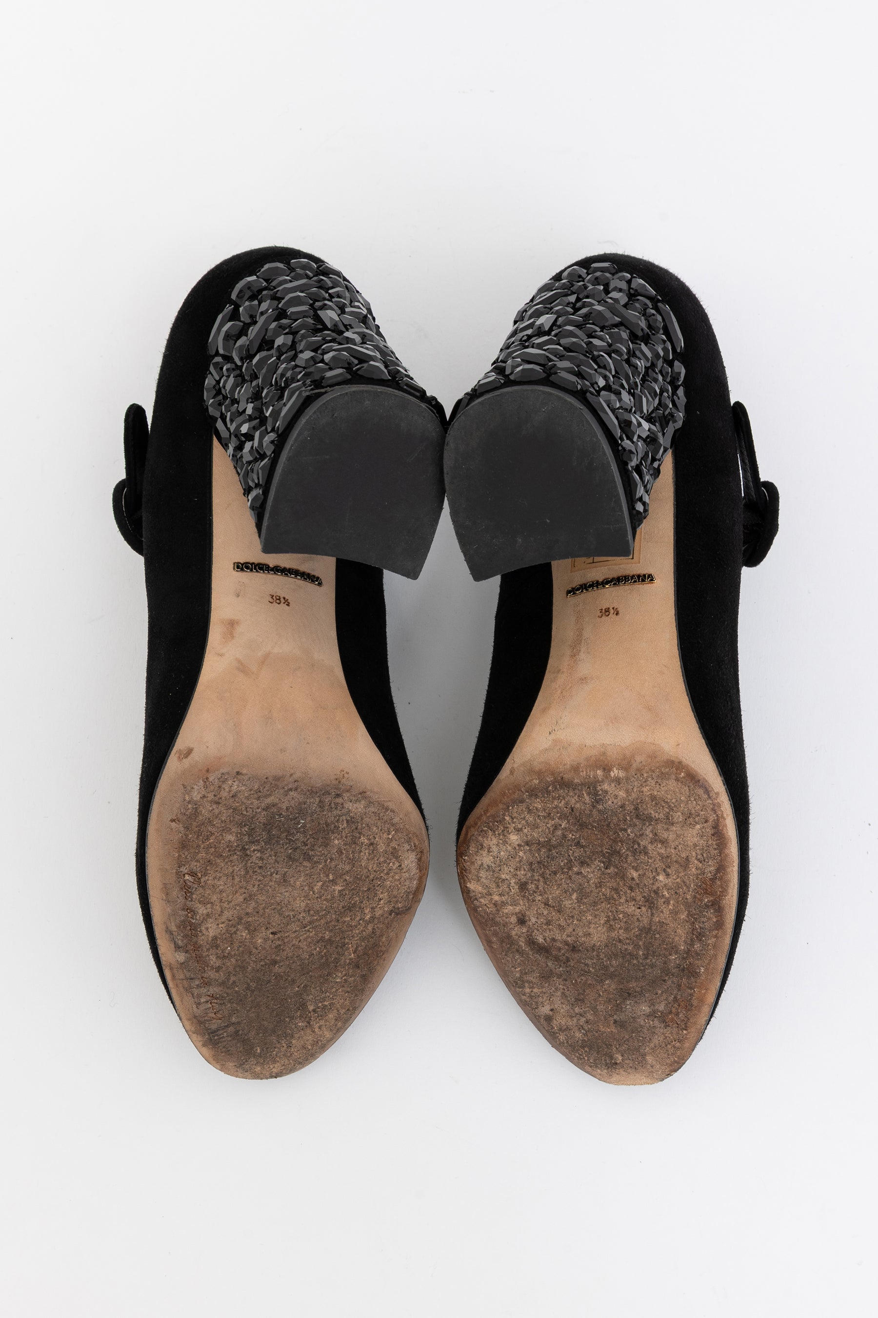 Crystal Embellished Heel Mary Jane Pumps