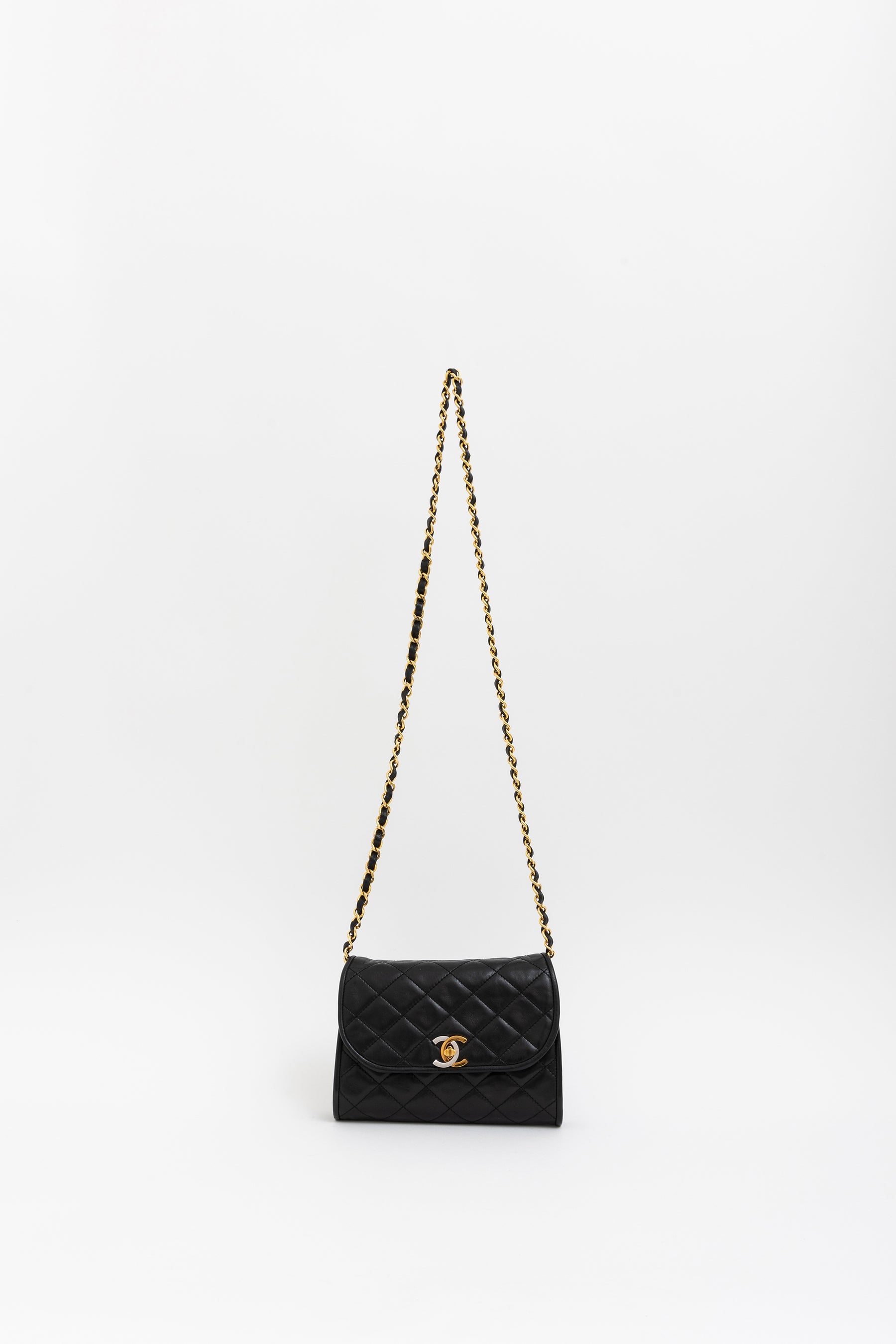 Vintage Quilted Two-Tone Logo Shoulder Bag