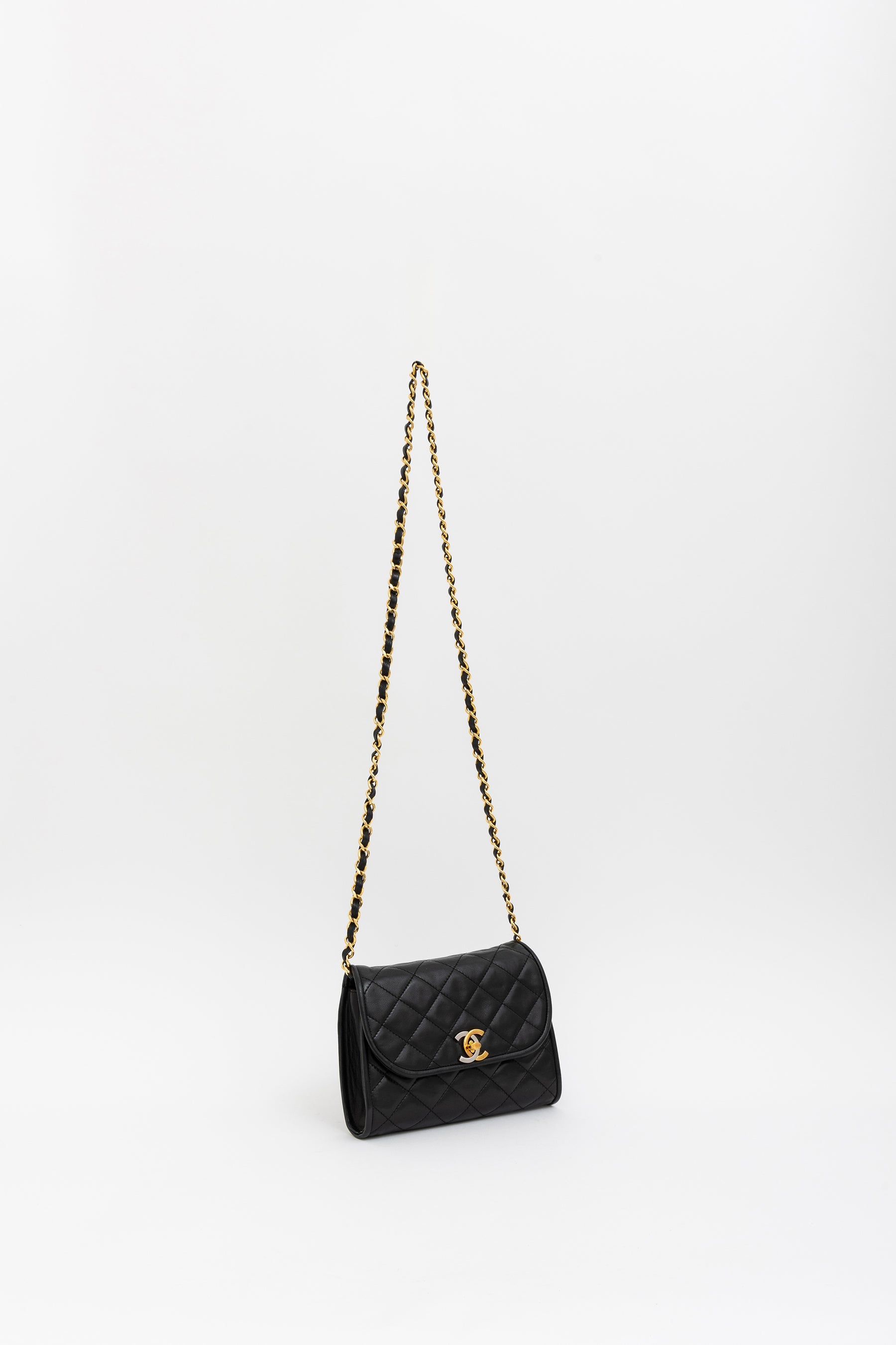 Vintage Quilted Two-Tone Logo Shoulder Bag