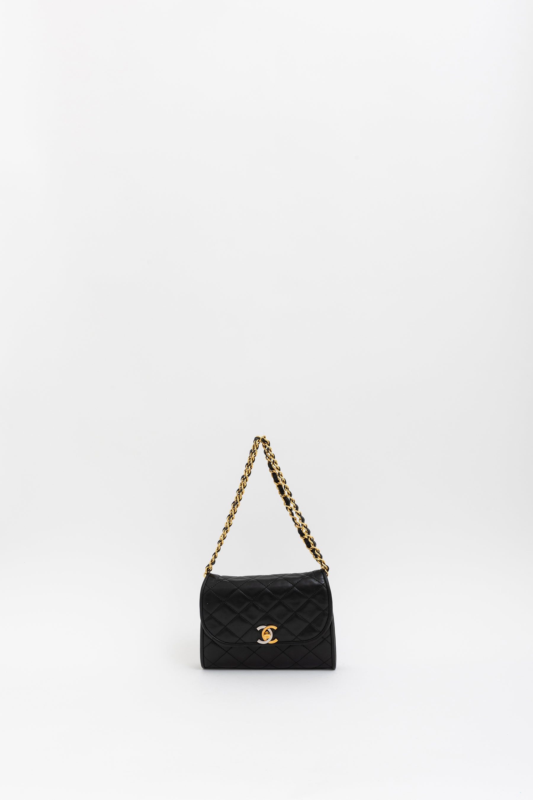 Vintage Quilted Two-Tone Logo Shoulder Bag