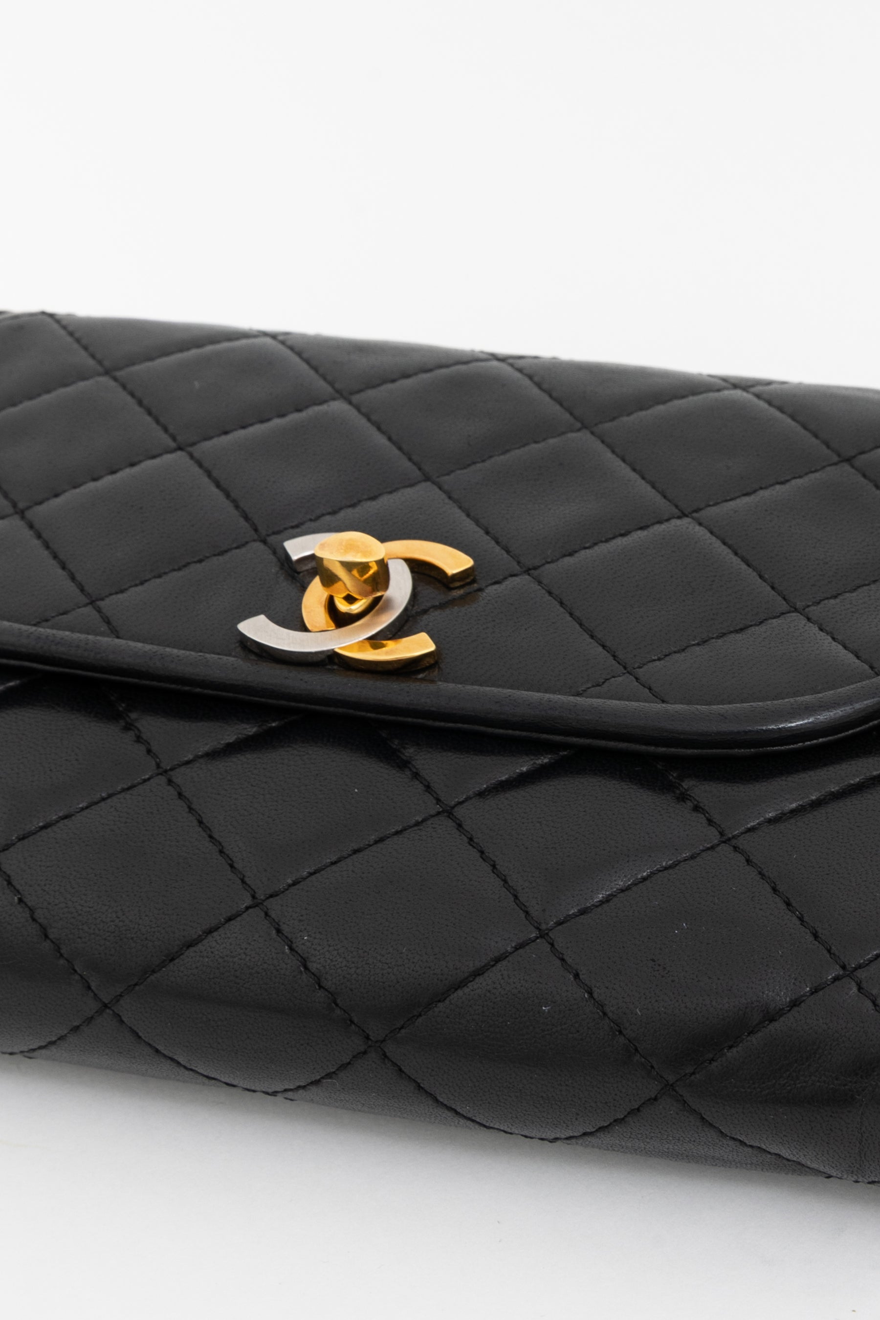Vintage Quilted Two-Tone Logo Shoulder Bag