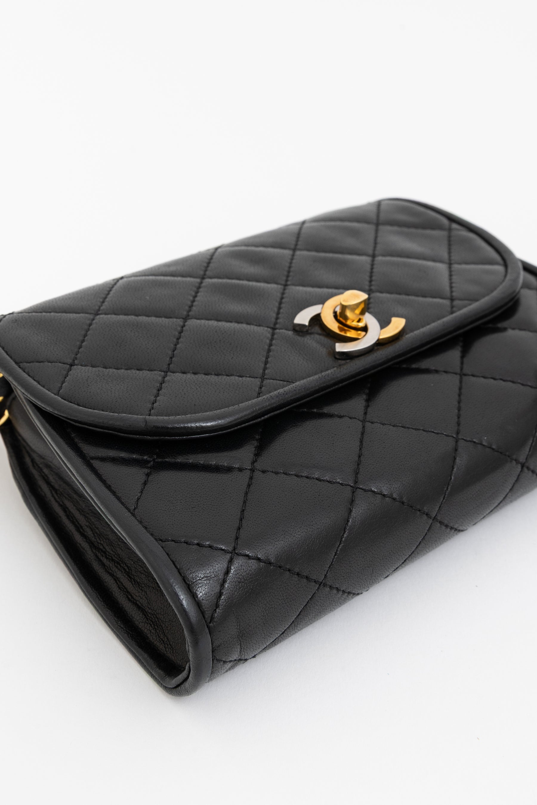 Vintage Quilted Two-Tone Logo Shoulder Bag