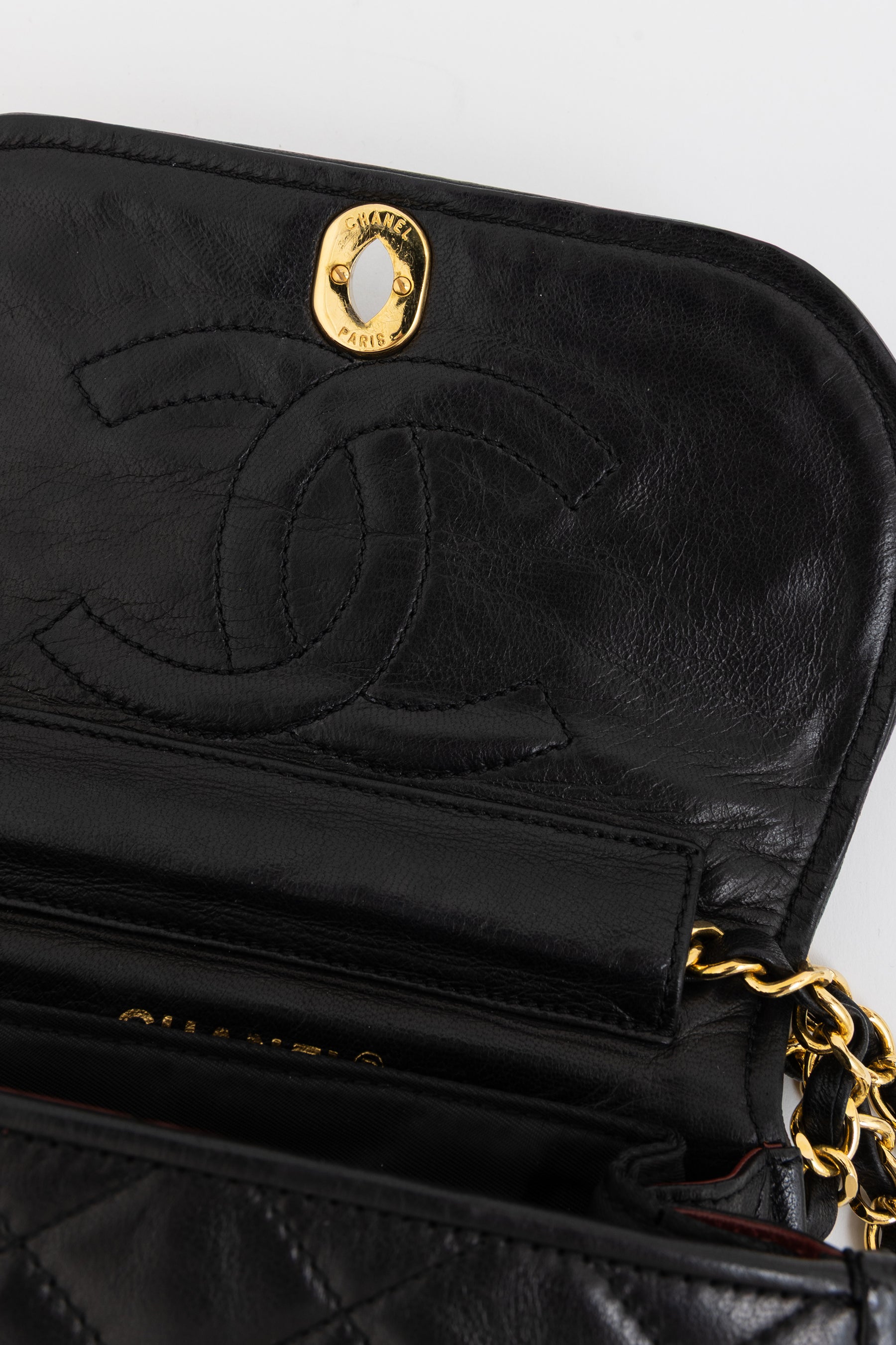 Vintage Quilted Two-Tone Logo Shoulder Bag