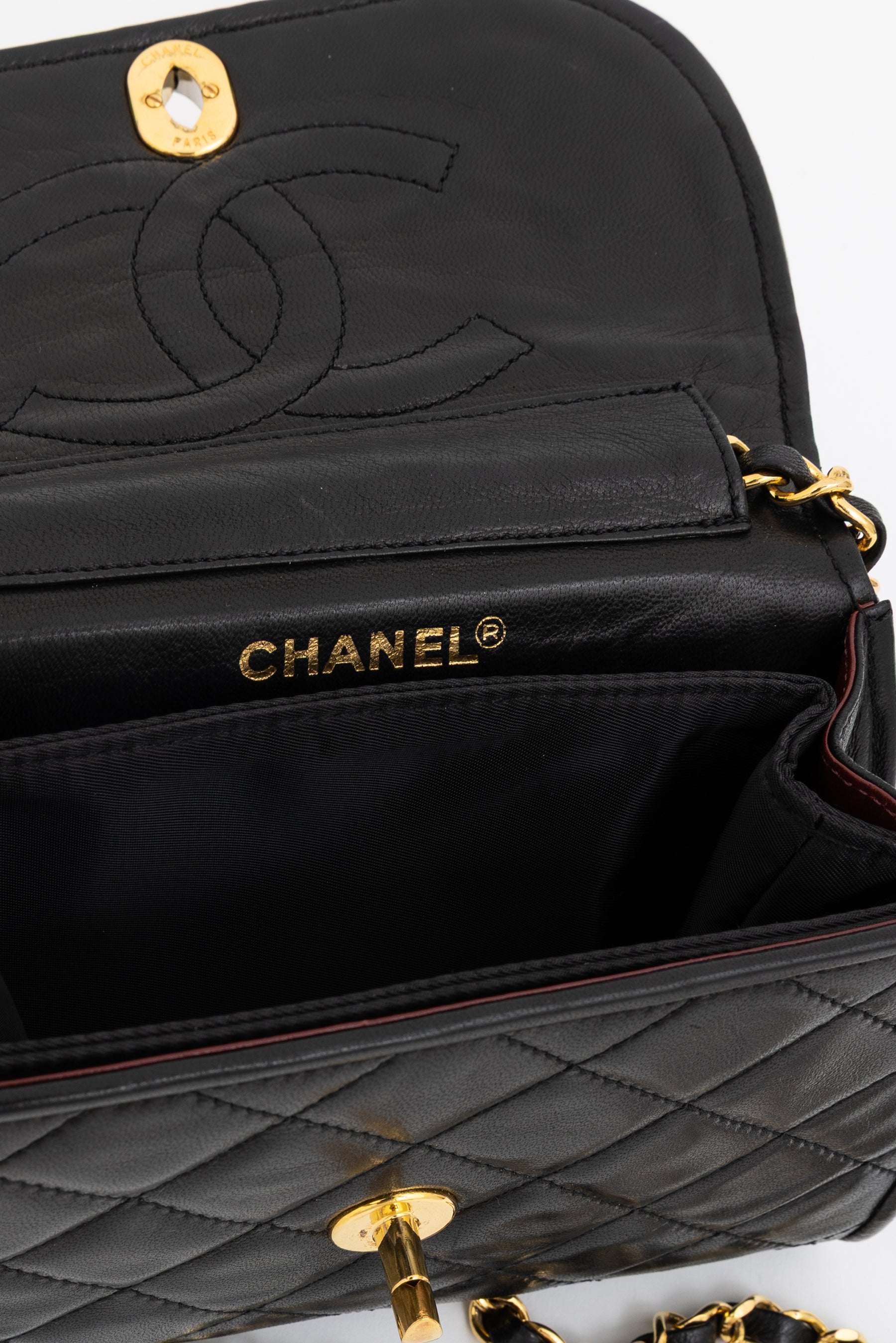 Vintage Quilted Two-Tone Logo Shoulder Bag