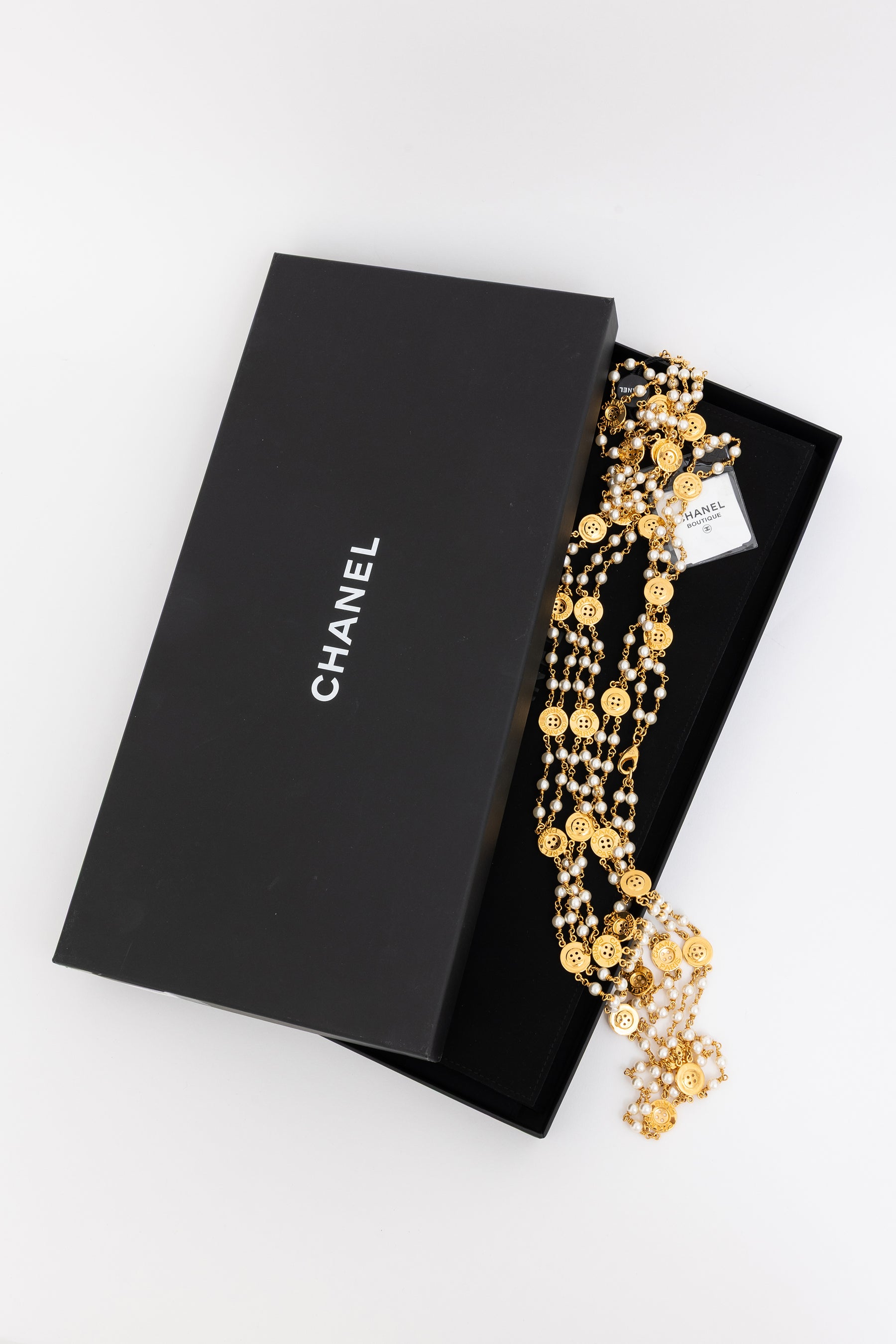 Vintage Gold-Tone Faux-Pearl and Button Medallion Necklace