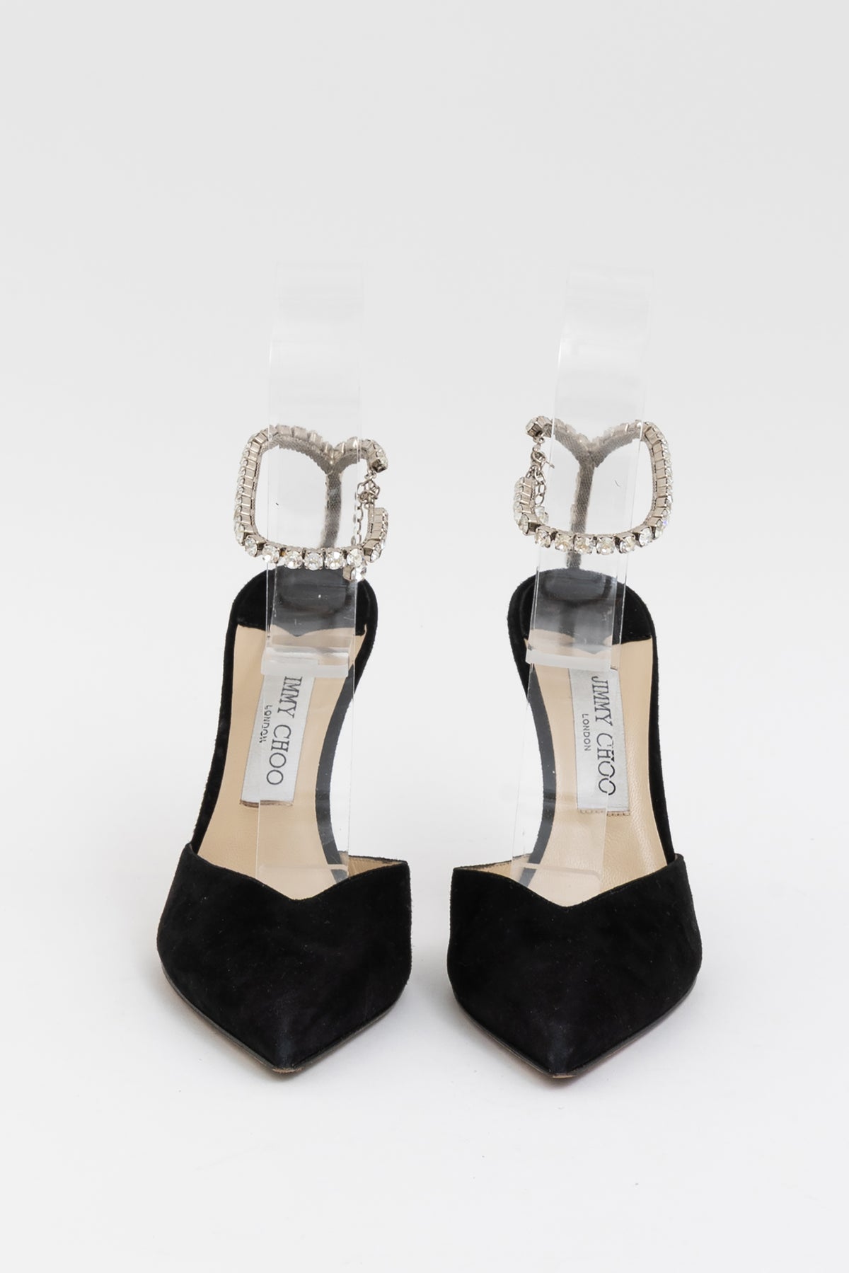 Suede Pumps with Crystal Embellishment