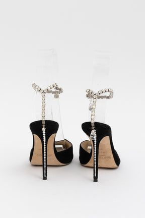 Suede Pumps with Crystal Embellishment