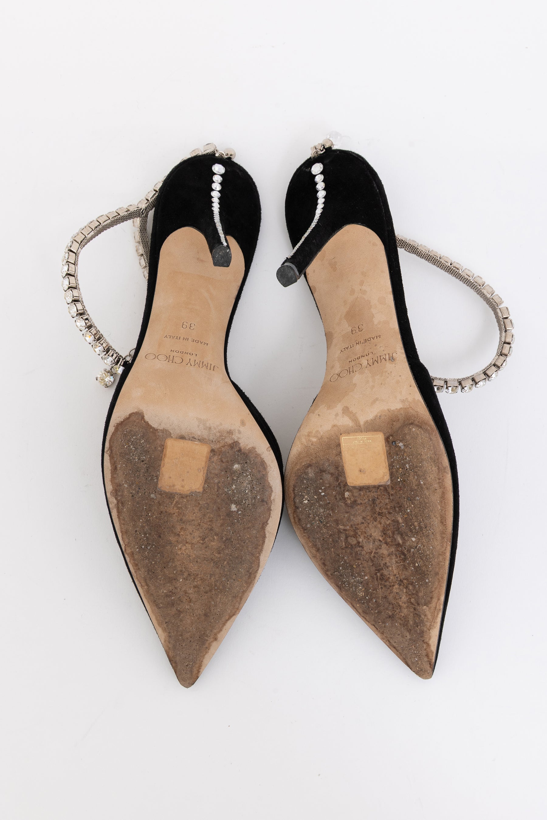 Suede Pumps with Crystal Embellishment