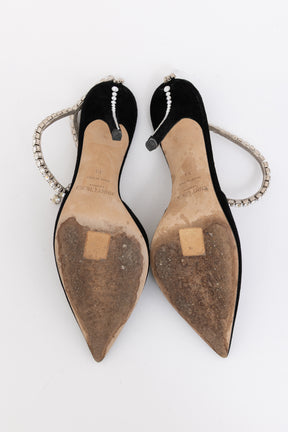 Suede Pumps with Crystal Embellishment