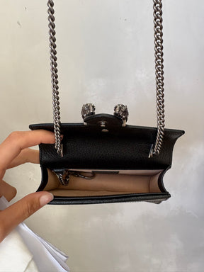 Gucci Black Leather Super Mini Dionysus Bag