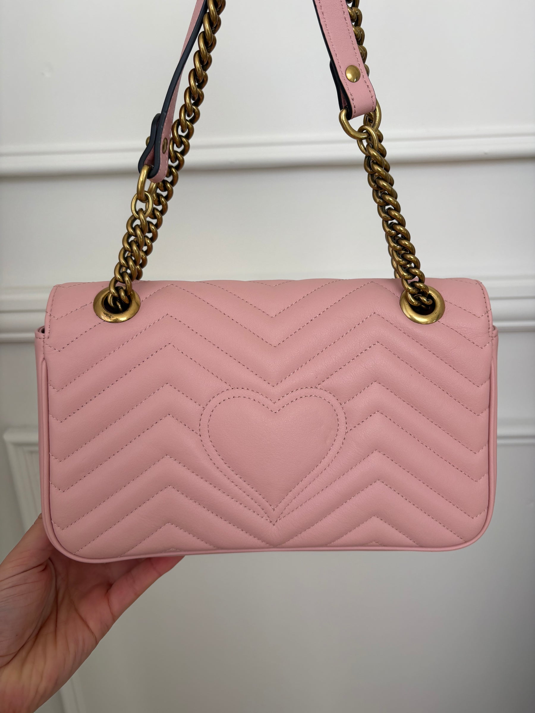 Gucci Pink Quilted Leather Marmont Shoulder Bag
