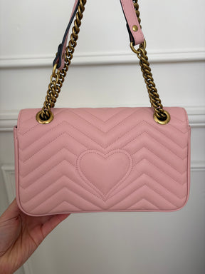 Gucci Pink Quilted Leather Marmont Shoulder Bag