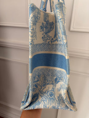 Dior Blue and Cream Toile De Jouy Small Book Tote