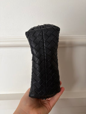 Bottega Veneta Black Intrecciato Leather Cosmetic Pouch
