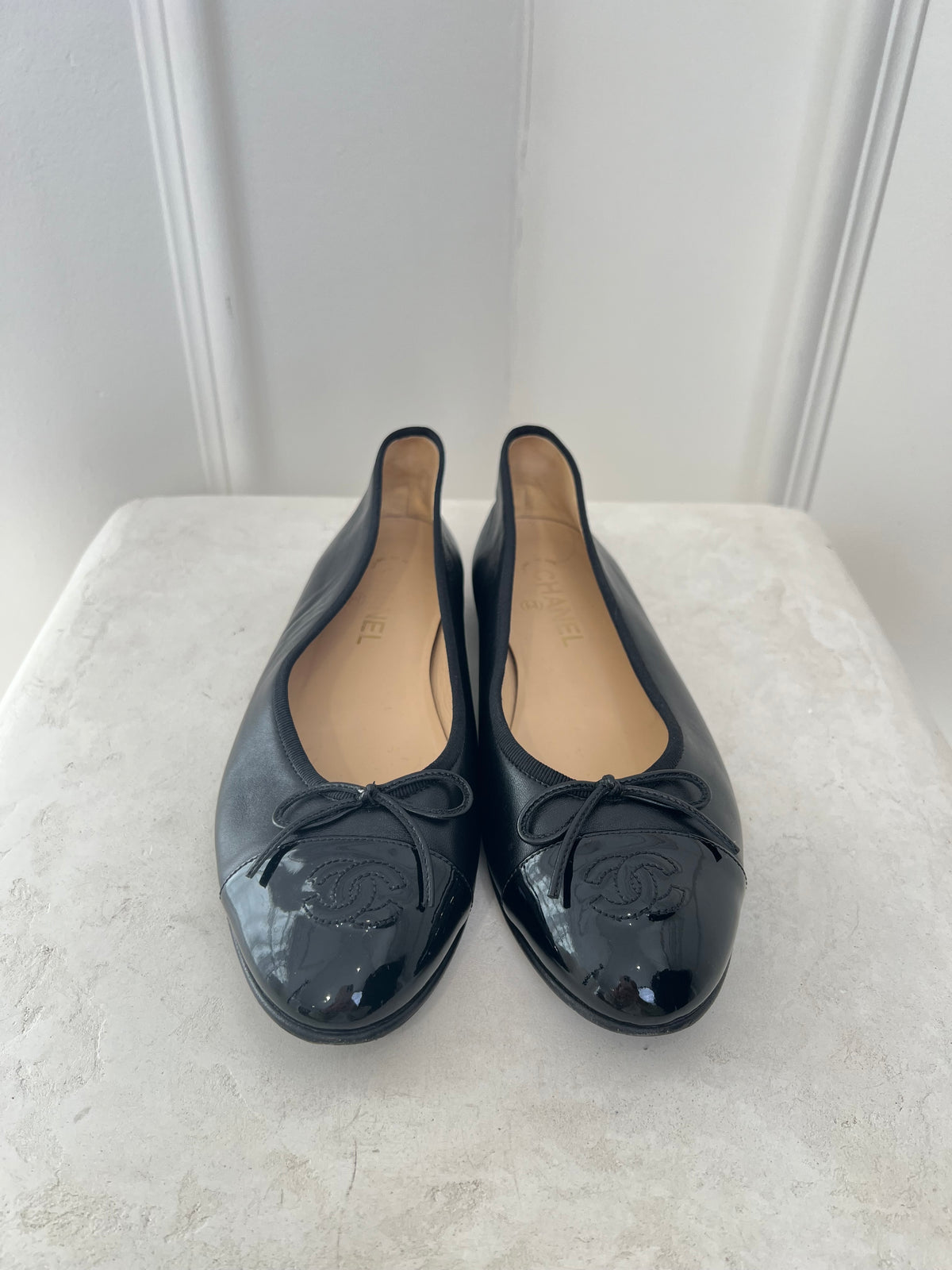 Chanel Black Leather Ballerinas, 40.5 C