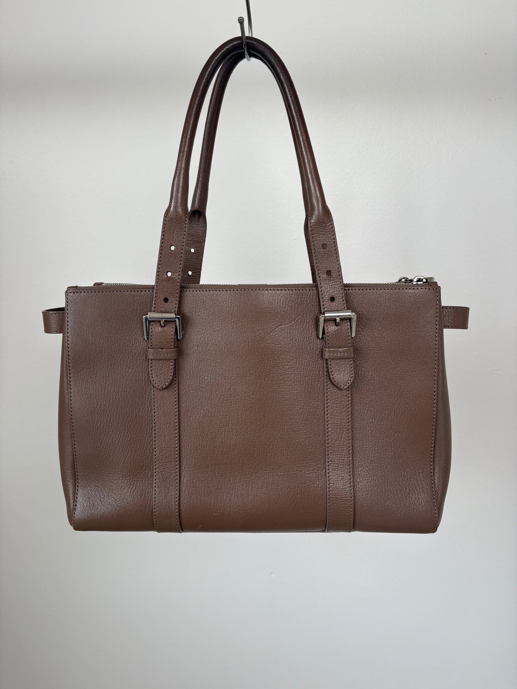 Mulberry Taupe Leather Double Zip Bayswater Tote