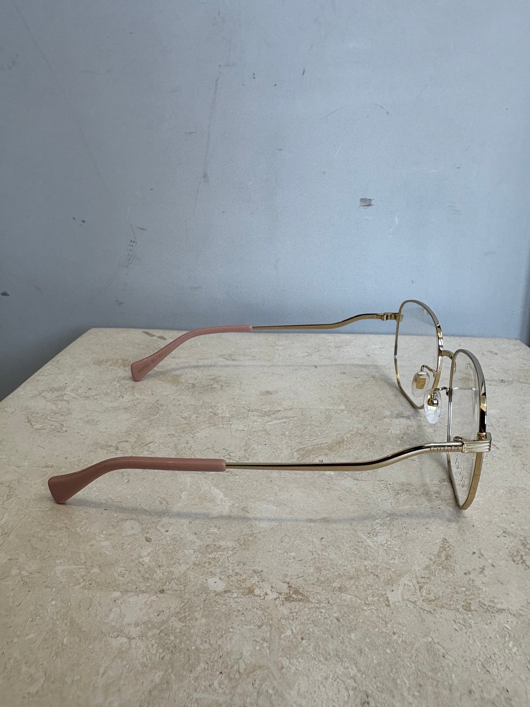 Gucci Gold Tone Square Optical Glasses