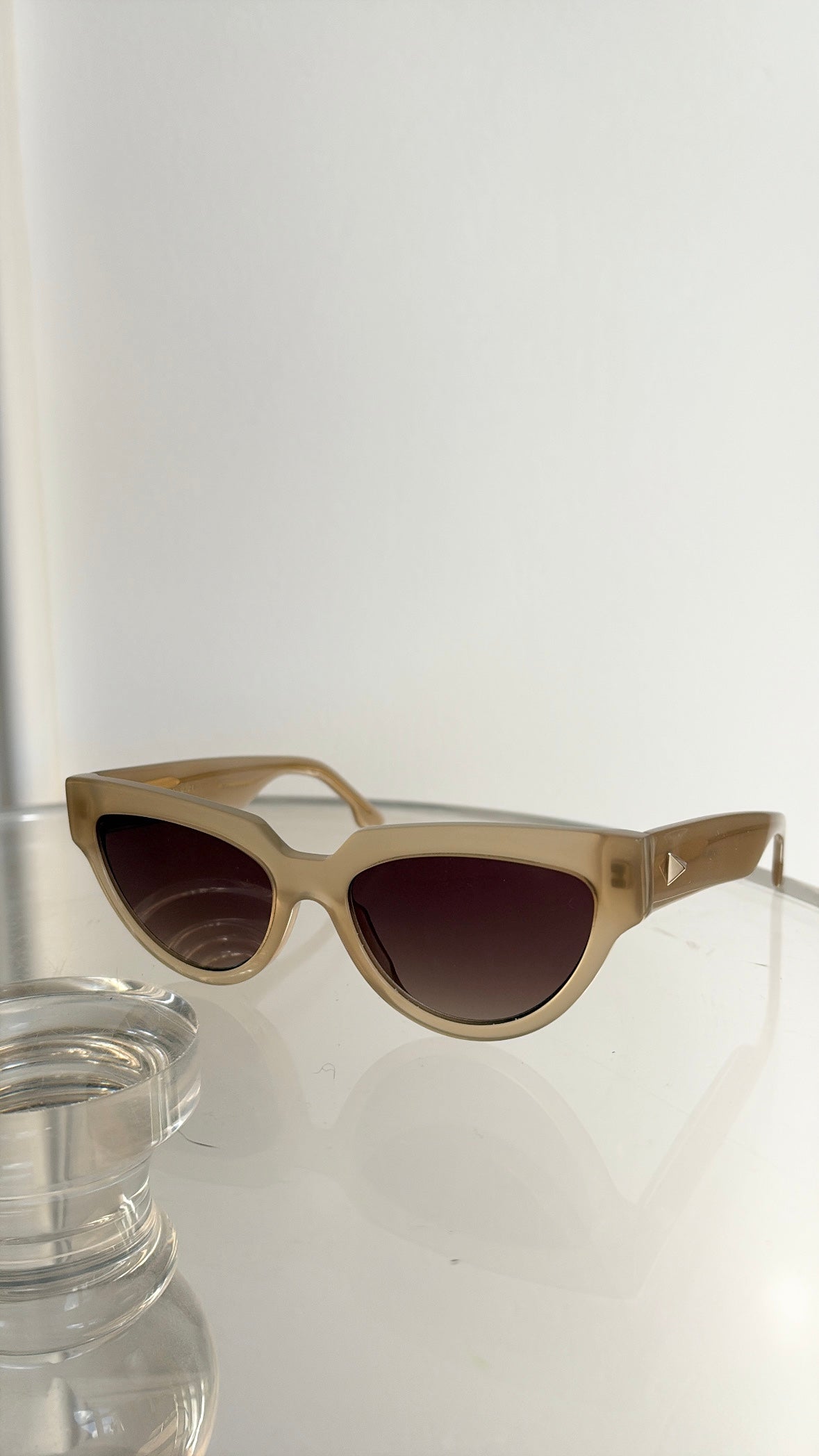 Scanlan Theodore Taupe Acetate Cat Eye Sunglasses