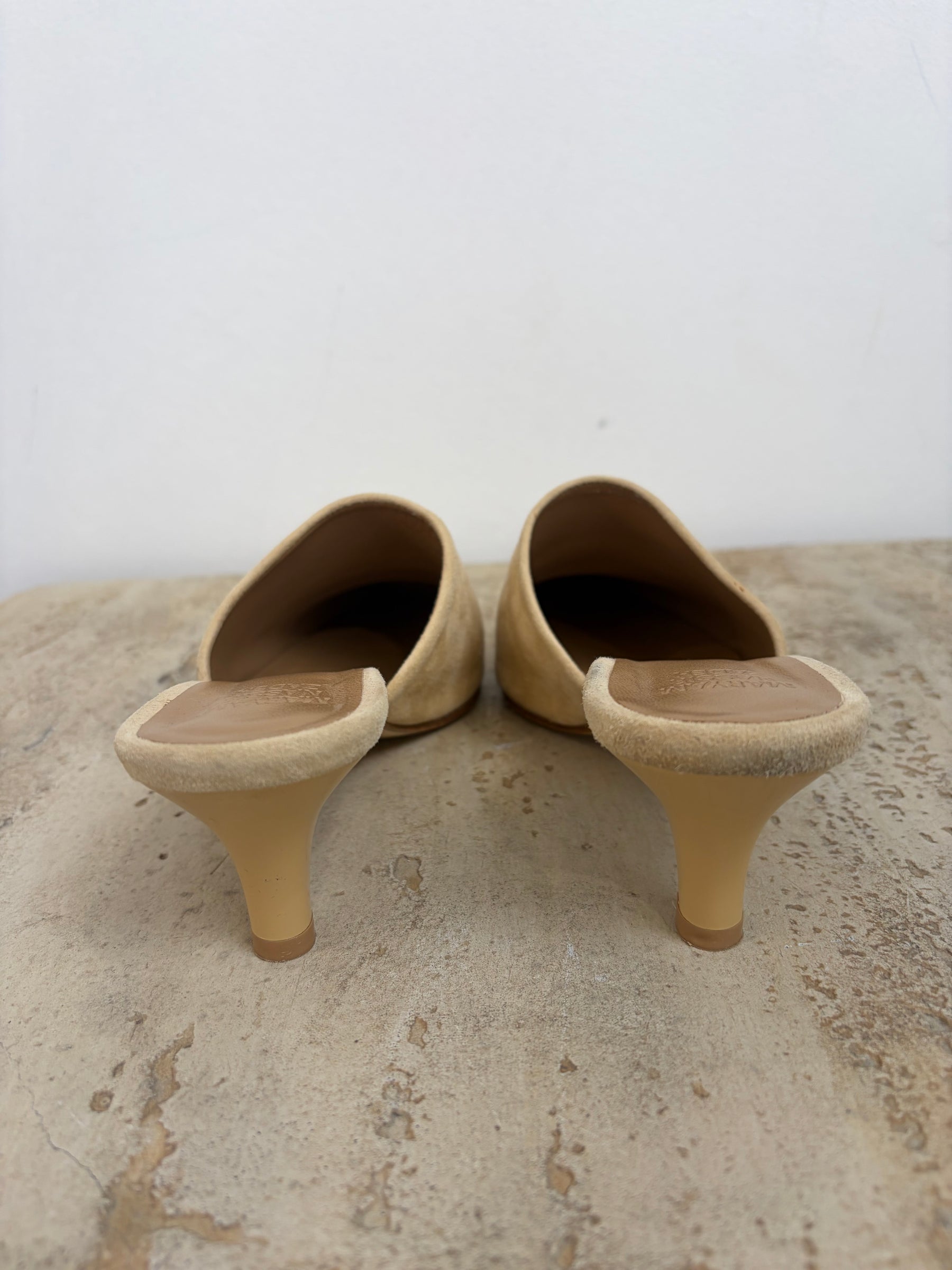 Maryam Nassir Zadeh Beige Suede Pointed Mule, 37