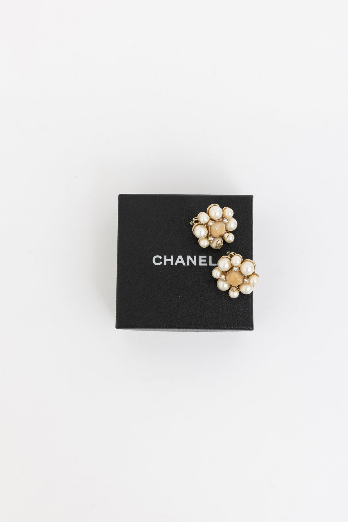 Faux Pearl CC Clip On Earrings