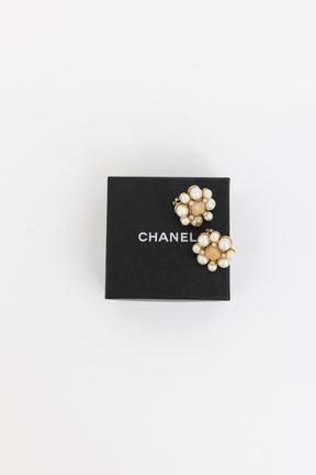 Faux Pearl CC Clip On Earrings