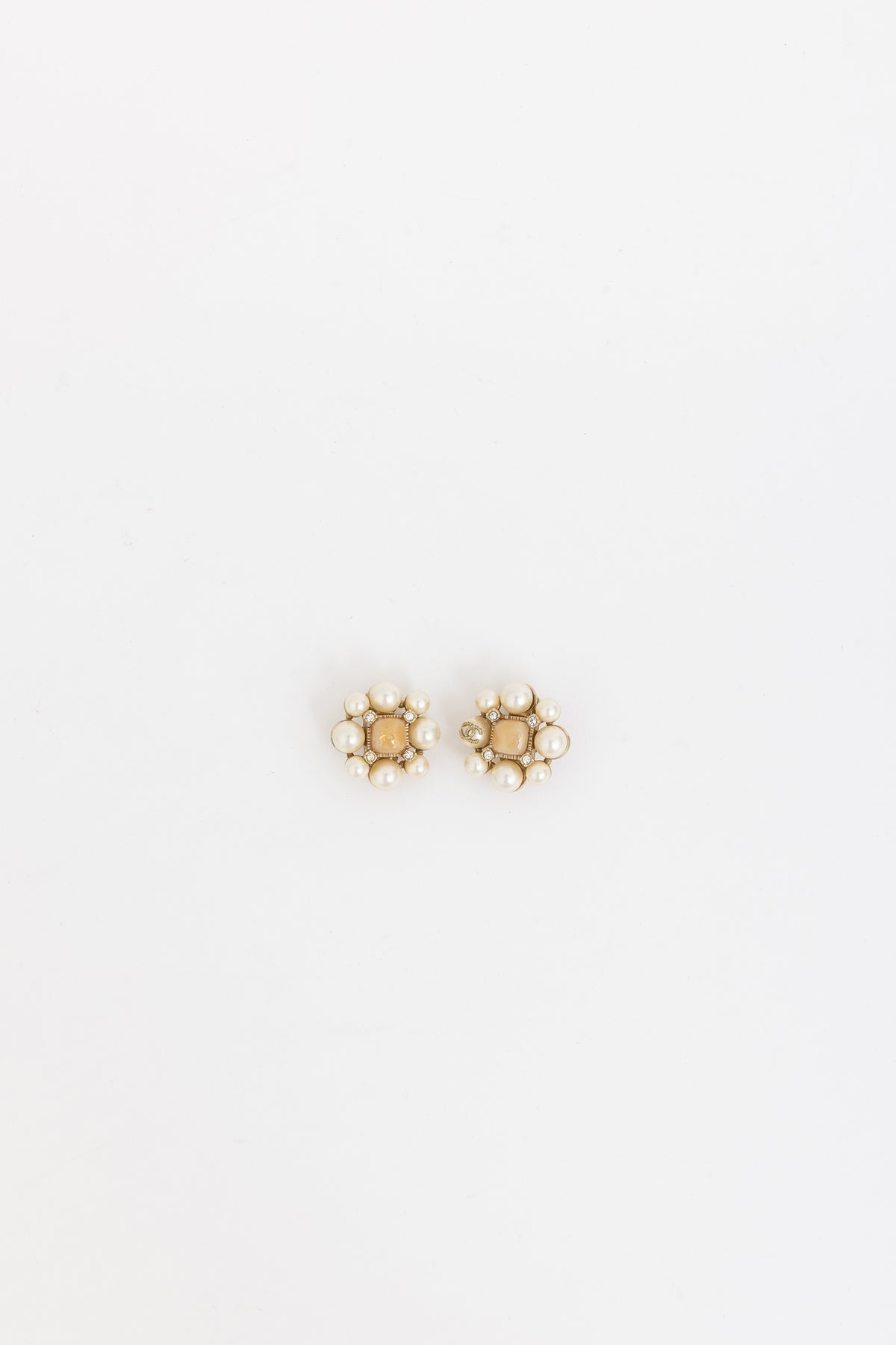 Faux Pearl CC Clip On Earrings