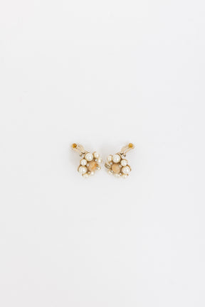 Faux Pearl CC Clip On Earrings