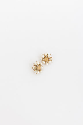 Faux Pearl CC Clip On Earrings