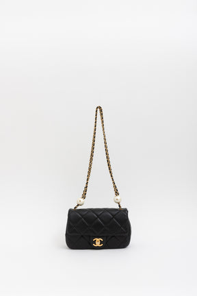 Small Flap Bag with Pearl Crush Chain