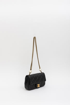 Small Flap Bag with Pearl Crush Chain