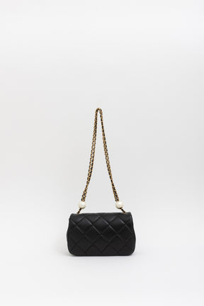 Small Flap Bag with Pearl Crush Chain